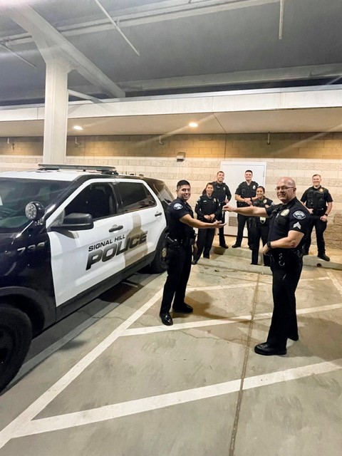 Congratulations to Officer F. Reyes for completing Field Training! Officer Reyes received his key from Sergeant Gabaldon and will now be patrolling the city of Signal Hill!  SHPD is proud to have him join our team and community.  #signalhillpd #serveandprotect