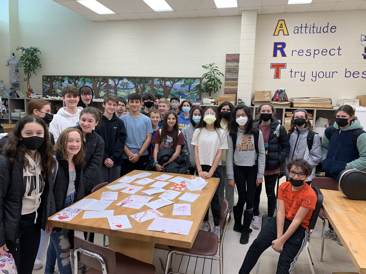 NJHS students at Century making Valentine Cards for a young girl fighting an illness. These kids are making a difference <a href="/135NJHS/">OSD 135 NJHS</a> <a href="/CenturyWildcats/">Century Junior High</a> <a href="/OSD135/">Orland District 135</a>