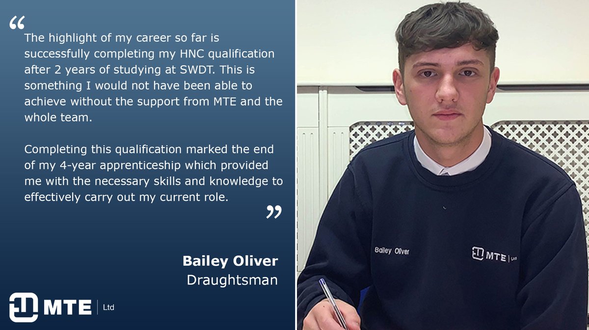 Continuing with #NationalApprenticeshipWeek, former Technical Apprentice Bailey Oliver discusses his career journey on how he become a fully qualified Draughtsman at MTE.

Find out more: mechtool.co.uk/2022/02/10/mee…

#NAW2022