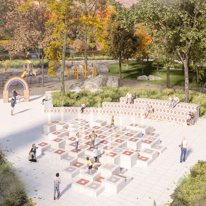 DesignMontreal's tweet photo. 👏 Les lauréats du concours d’architecture de paysage pluridisciplinaire pour le réaménagement du parc Dan-Hanganu (anc. parc Elgar) ont été sélectionnés par le jury. Toutes nos félicitations à Projet Paysage + Blanchette architectes + Génipur! Consultez leur projet maintenant.