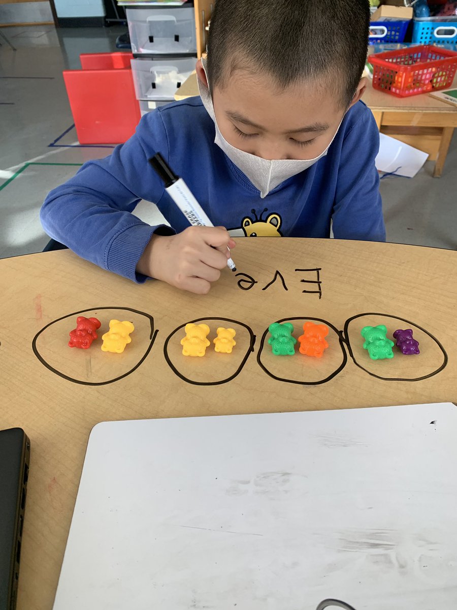 Miss_Pisani's tweet image. Yesterday in VMath, we learned about even and odd numbers. We practiced grouping numbers into groups of 2 using bears and dots to help show if a number is even or odd! I love that my student was able to explain his thinking using this method! 💭✍🏼@FSES_Pandas @FCPSR2