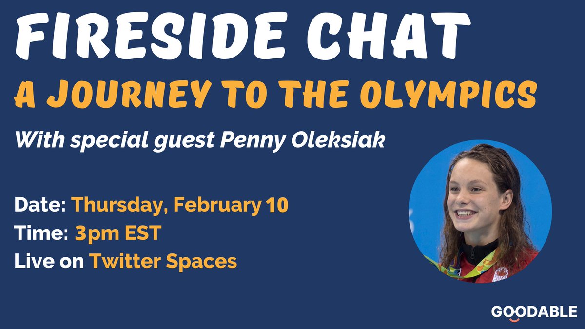 Today's the day! Join us live today at 3pm ET on Twitter Spaces for an intimate fireside chat with Canada's most-decorated Olympian - @OleksiakPenny. We're gonna chat about medals, life, and mental health, with lots of room for questions from all of you!