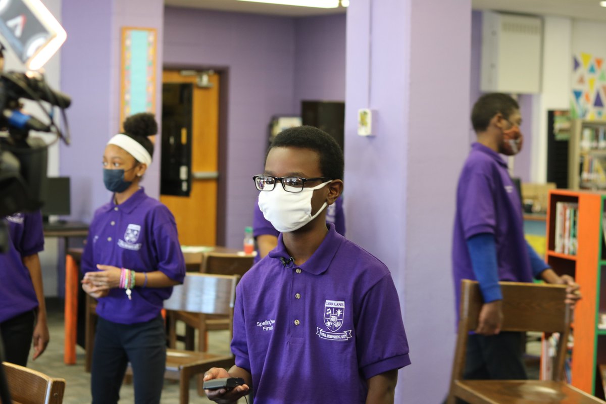 SLPS_INFO's tweet photo. After the smoke cleared at Carr Lane (23 rounds worth!) Tatum Harris is the winner! (Techniques was the winning word!) Summer Dixon, who fought valiantly for several rounds one on one, finished second.  Now on to the regionals in the Scripps National Spelling Bee!   @ScrippsBee https://t.co/YG4bknjPkw