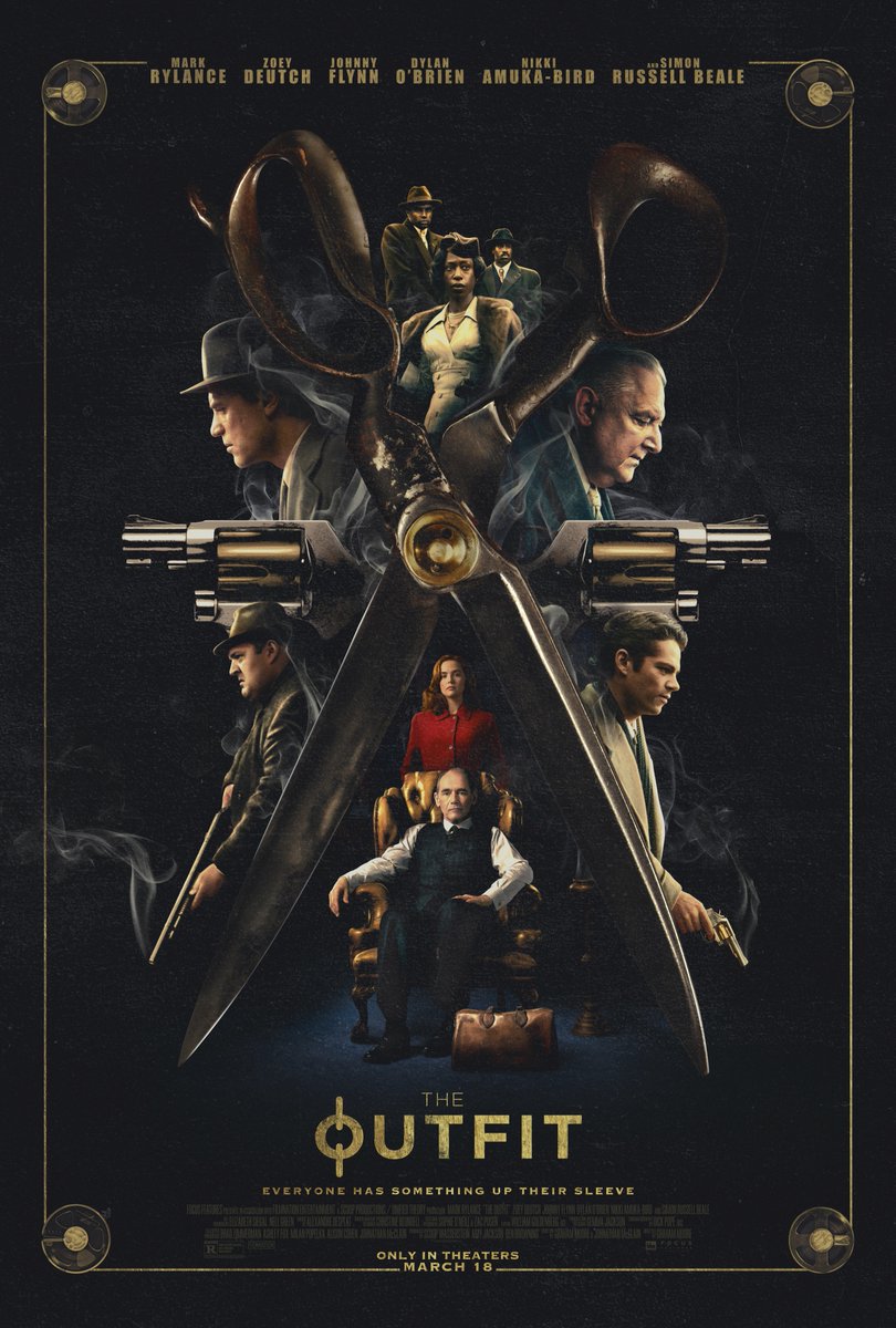TheOutfitMovie's tweet photo. Everyone has something up their sleeve.

#TheOutfit is only in theaters March 18, starring Mark Rylance, @zoeydeutch, @JohnnyFlynnHQ, @dylanobrien, Nikki Amuka-Bird and Simon Russell Beale. https://t.co/81MBvCGGaF