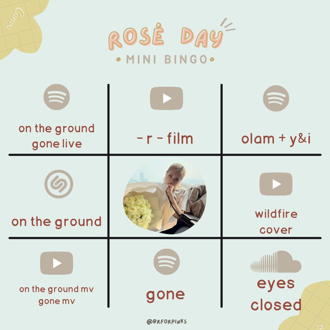 brforpinks's tweet photo. 🎂𓂃𓈒𔓘 mini bingo: rosé day ! 

dinámica para el cumpleaños de rosé

블랙핑크 로제 #ROSÉ #로제 #BLACKPINK #블랙핑크 #블랙핑크로제 @BLACKPINK https://t.co/3eSiZUCmzT