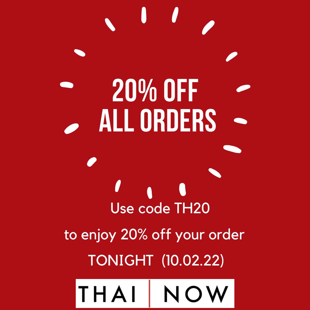 ThaiNowFood's tweet photo. We have 𝟮𝟬% 𝗢𝗙𝗙 𝗔𝗟𝗟 𝗢𝗥𝗗𝗘𝗥𝗦 this evening! So tag your tea time besties and let them know it is Thai Now for dinner tonight!  🙌❤️🙌 Use the code - TH20

Order online https://t.co/frurAVOcAO or by phone 0118 945 1111 

#ThaiNow #ThaiFood #TakeawayDiscount #Tilehurst https://t.co/eNlmGEpCRj