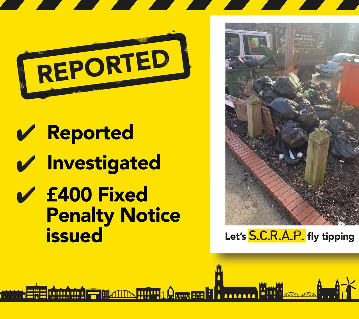 Bostonboro's tweet photo. Our enforcement team attended a fly-tip on James Street. Evidence led them to a property in a nearby area where the occupant was issued with a £400 Fixed Penalty Notice.

Help us to keep your community clean.

#scrapflytipping #ReportIt #ActionIt https://t.co/J8O8ZuVa9Y