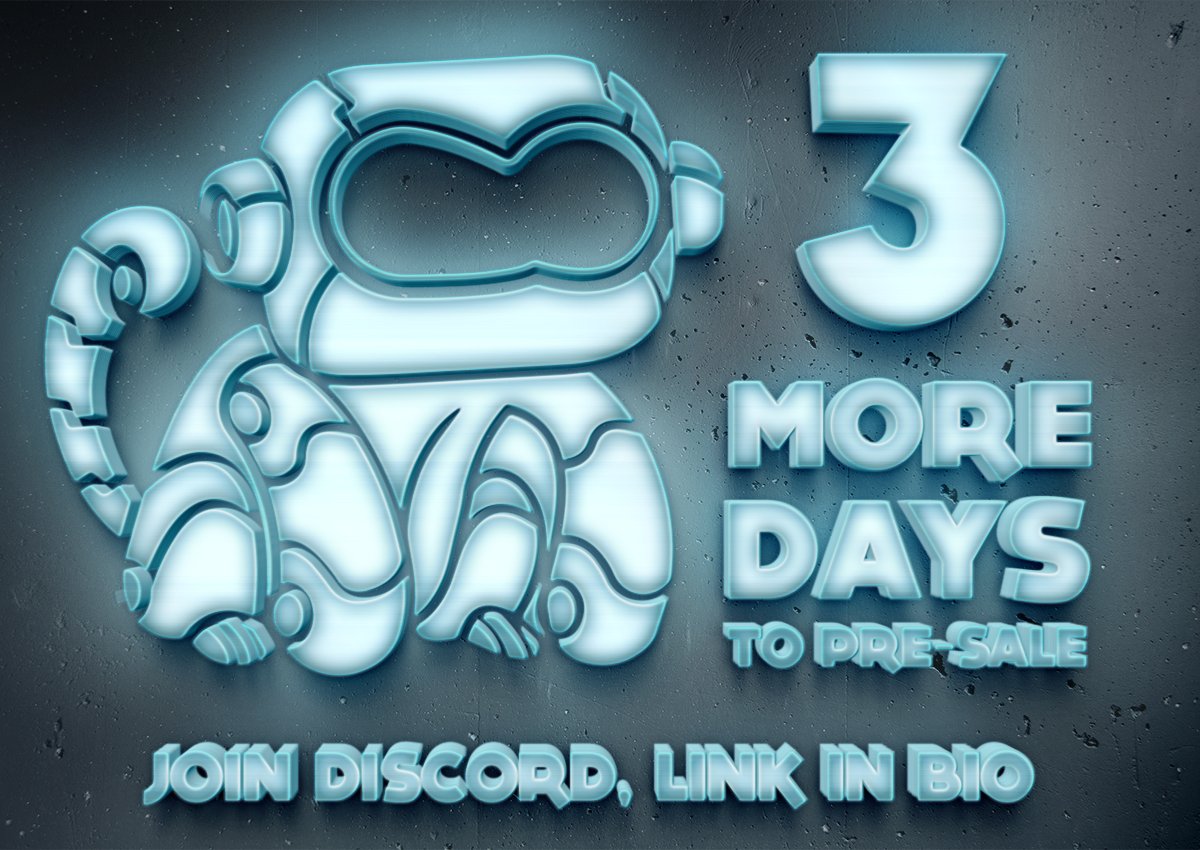 cybermorphapes's tweet image. 🚨 3 more days to Pre-sale 🚨

Pre-Sale is on - Feb 21st
Public-Sale is on - Feb 22nd

Join our discord to be up to date and to get whitelisted.

#nfts #nft #NFTGiveaways #Whitelist #NFTLAUNCH #NFTdrop #NFTshill #nftcollectors #NFTCommunity #nftart