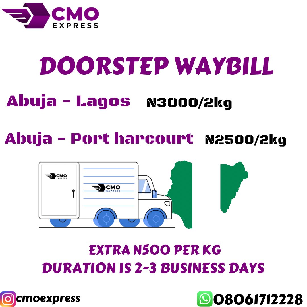 cmoexpress's tweet photo. Need a logistics company that does Inter-state deliveries in Abuja?? 

Send us a DM or call us on 08061712228 

#AbujaTwitterCommunity https://t.co/qtT00TQQhX