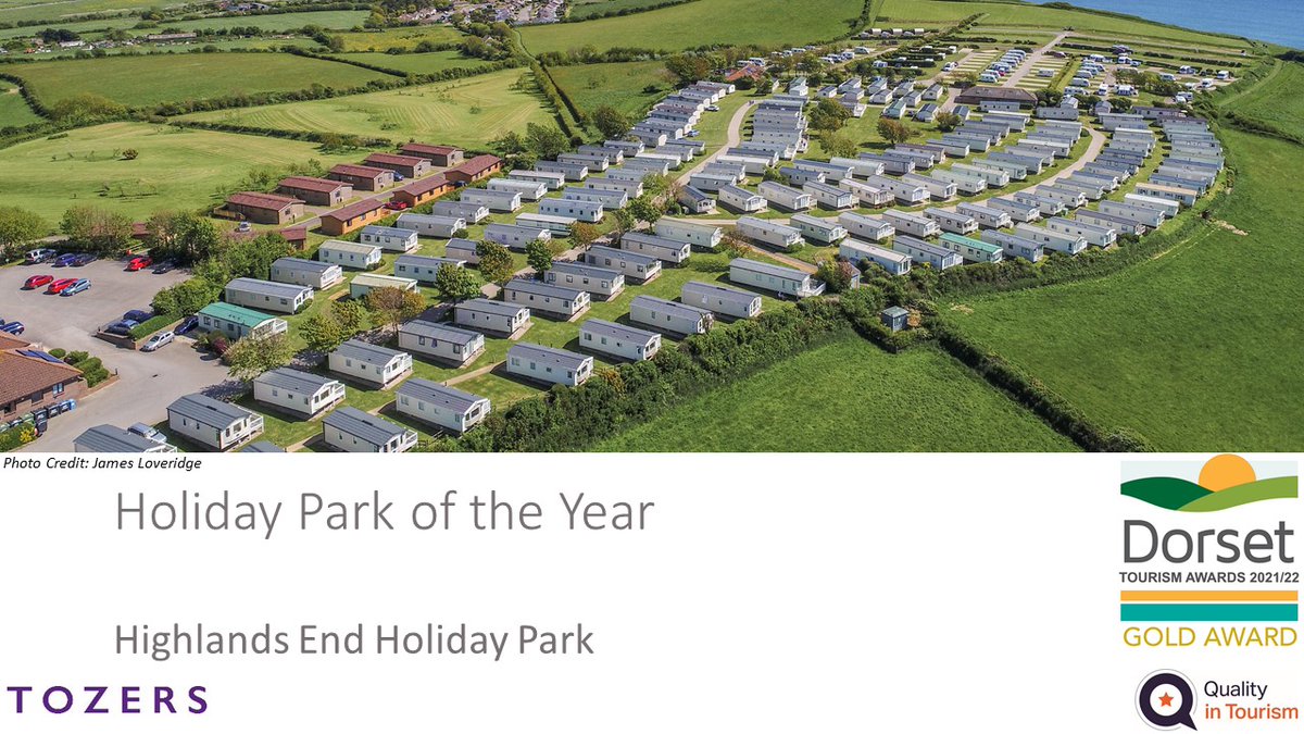 DorsetTourAwds's tweet photo. Big cheers for #Gold in the Holiday Park of the Year category which goes to Highlands End Holiday Park @WDLH sponsored by Tozers @TozersLaw #DorsetTA https://t.co/b3uov0lJCW