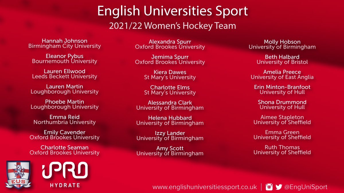 Women’s Hockey 🏑 | Here is our Women’s Hockey squad for 2021/22 season. 

Please join us in congratulating all the students who have been selected 👏

♥️🤍