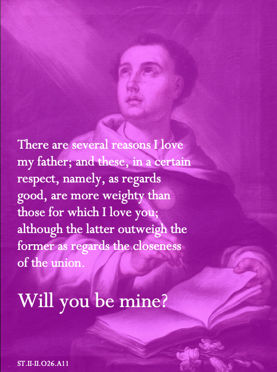 pgutacker's tweet photo. Looking for the perfect sentiment for Valentine's Day? Want to tell your sweetheart how you really feel?

St. Thomas Aquinas can help. #summavalentines https://t.co/SzgmL19P5Q