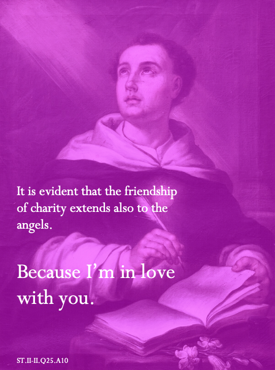 Looking for the perfect sentiment for Valentine's Day? Want to tell your sweetheart how you really feel?

St. Thomas Aquinas can help. #summavalentines