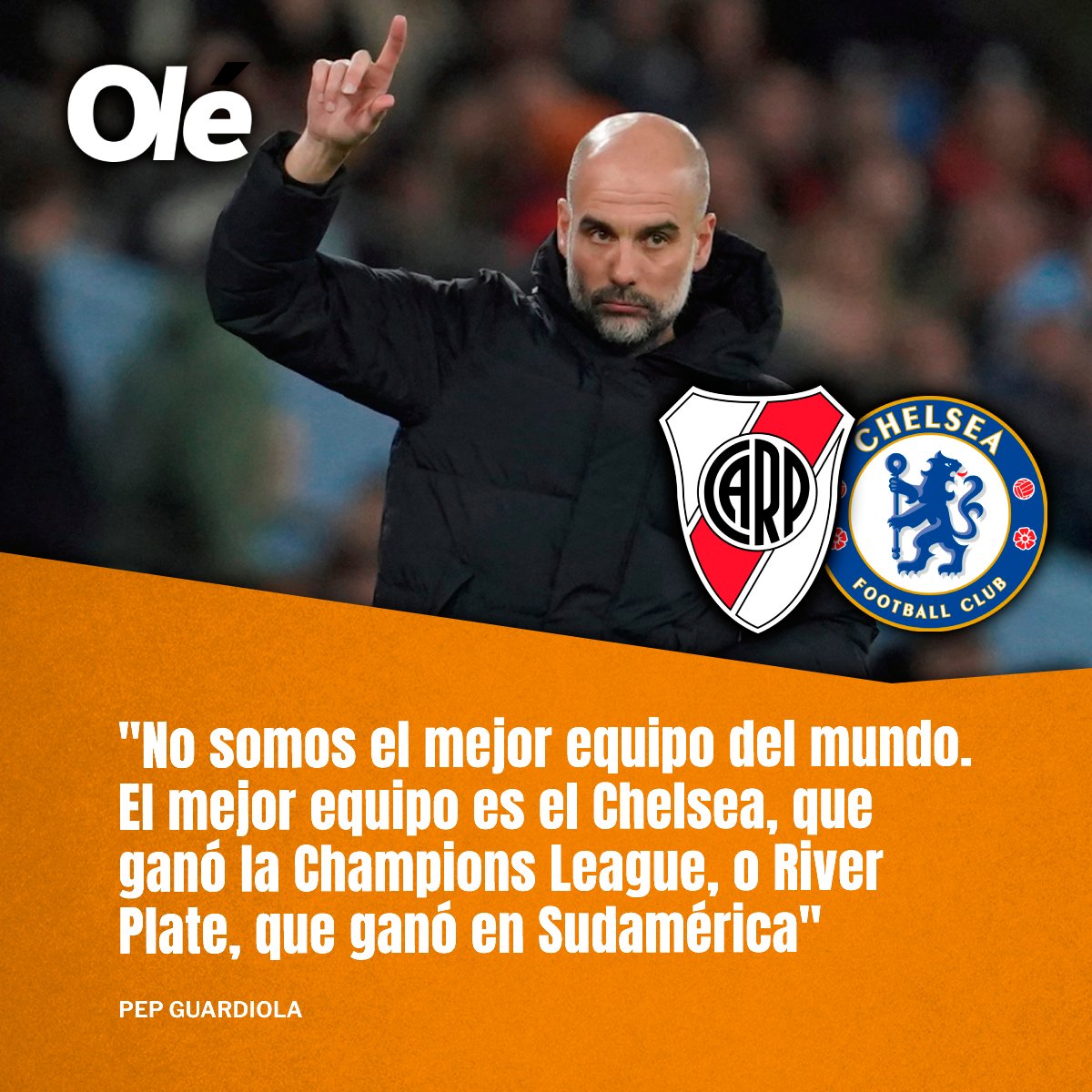 DiarioOle's tweet photo. 👔😯 A Pep Guardiola le preguntaron por el mejor equipo del mundo y no se olvidó de River respuesta https://t.co/7SqujLMago
