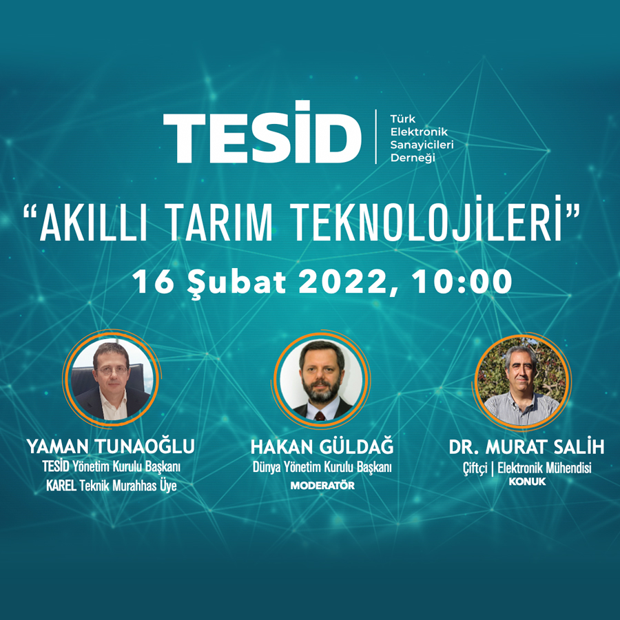 TESİD Sohbetleri’nin sekizincisinde ‘’Akıllı Tarım Teknolojileri”ni konuşacağız.   TESİD Youtube kanalı üzerinden, 16 Şubat Çarşamba günü saat 10:00 - 11:30  arası gerçekleşecektir.

Etkinlik linki :  youtube.com/c/tesidorgtr