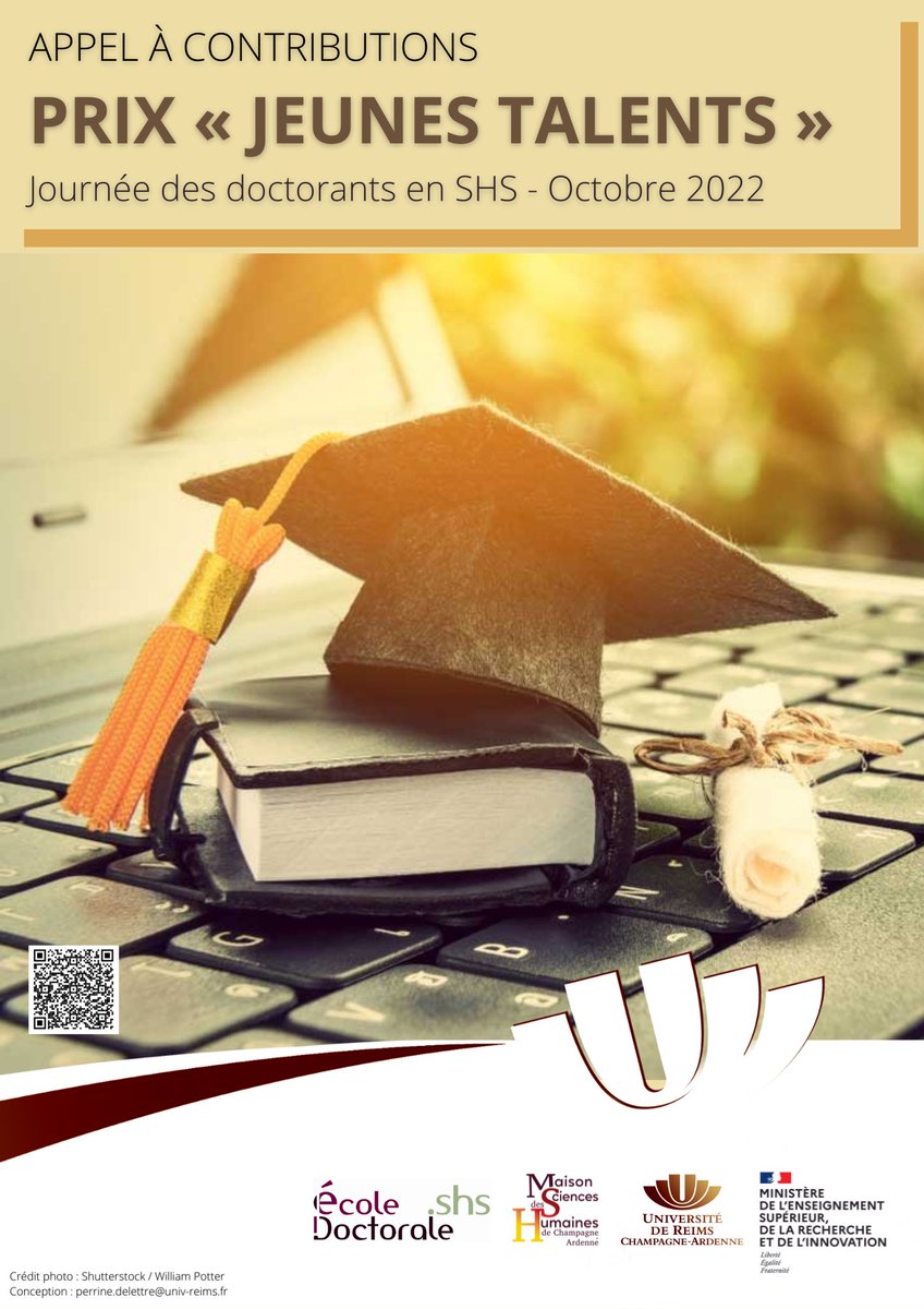MaisonSHS_URCA's tweet photo. Appel à contributions pour les Prix Jeunes Talents en SHS @universitereims, dans le cadre de la Journée Des Doctorants en SHS qui se déroulera en octobre 2022.
#recherche #SHS 

Date limite de dépôt des candidatures au 15 juin 2022.

Toutes les infos ⬇️
https://t.co/pqyK0CStqr https://t.co/RF19PzpTF7