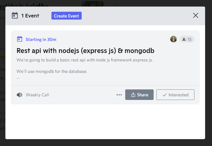 nerdjfpb's tweet photo. This event is starting in 30mins. It's a free event but exclusive for our discord group! 

If you feel interested please join using the link - https://t.co/RwGaGCAdHn

#100daysofcoding #CodeNewbie #CodeNewbies #Programming #nodejs #programmingEvent #freeEvent #discordEvent https://t.co/5JMAuESMiX