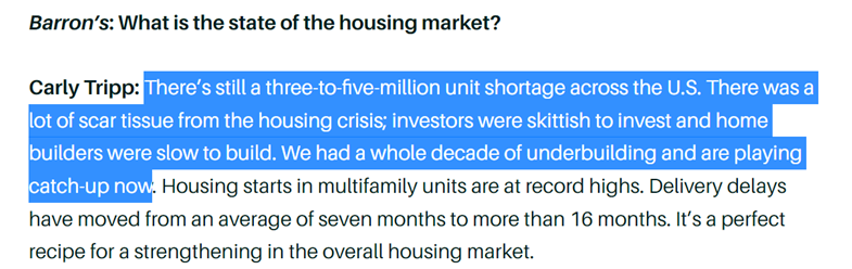 This is an incredible interview with one of the largest real estate investors in the U.S. I consider this a must read. Oh, and did I mention that we need to build more homes, particularly entry-level homes???😉 May be of interest to <a href="/MArgersinger/">Matthew Argersinger</a>, <a href="/Deidre/">Yunus Emre Aksoy</a>, and @TMFMathGuy