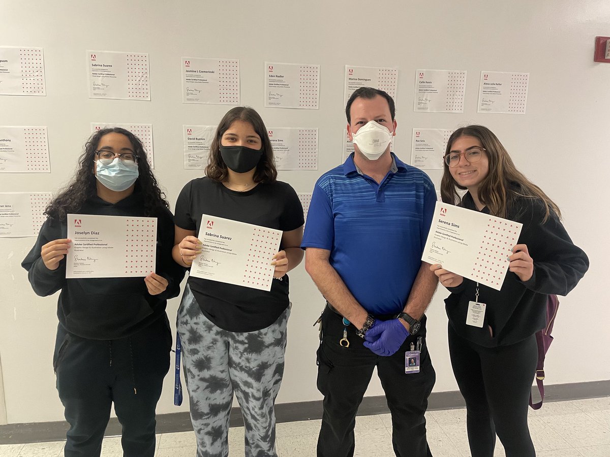 Krop now has 3 students who are ADOBE CERTIFIED PROFESSIONALS. Joselyn Diaz, Serena Sims, &amp; Sabrina Suarez have passed BOTH Adobe Photoshop 2019 &amp; Adobe Illustrator 2019, 2 very difficult exams. Congratulations ladies! 💜⚡️<a href="/MDCPS/">Miami-Dade Schools</a> <a href="/MDCPSNorth/">M-DCPS North Region</a> <a href="/CTEMiami/">M-DCPS Career & Technical Education</a> <a href="/akosnitzky/">Adam Kosnitzky 🎗️</a>