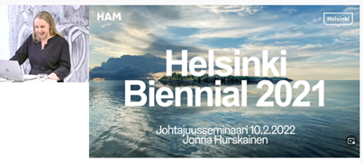 museoalan's tweet photo. Kestävästi ja vastuullisesti toteutetusta Helsinki Biennial2021 -tapahtumasta kertomassa tuotantopäällikkö @HurskainenJonna #johtajuus22 Vastuu Vallisaaren monimuotoisesta luonnosta, 80 % saaresta luonnonsuojelualuetta! #ympäristöohjelma työvälineenä #ekokompassi #vastuullisuus https://t.co/6XCX6eciH4