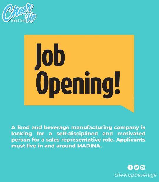 retweet_1z's tweet photo. Cheer-Up Beverage is seeking to hire a Sales Representative, see flyer for more details👇🏾.

#LetsAllGetEmployed https://t.co/n8SldVZ6pm