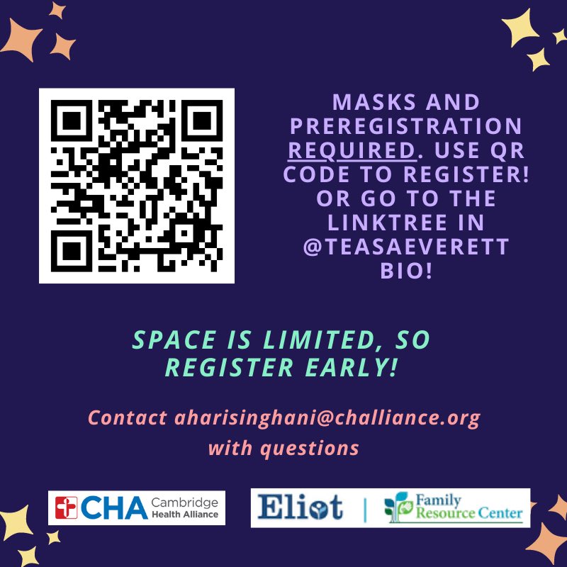 TEASA (@teasaeverett) on Twitter photo We are so excited to be part of this event! Hosted by <a href="/challiance/">Cambridge Health Alliance (CHA)</a> & <a href="/EliotCenter/">Eliot Family Resource Center</a>. Lots of resources, self-care swag bag, and fun! Pre-registration is required: forms.gle/DxgZreNGU318iH… We are so excited to be part of this event! Hosted by <a href="/challiance/">Cambridge Health Alliance (CHA)</a> & <a href="/EliotCenter/">Eliot Family Resource Center</a>. Lots of resources, self-care swag bag, and fun! Pre-registration is required: forms.gle/DxgZreNGU318iH…