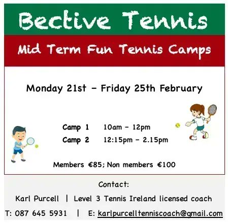 Sign up now for our Mid-Term Fun Tennis Camps this February - details below!