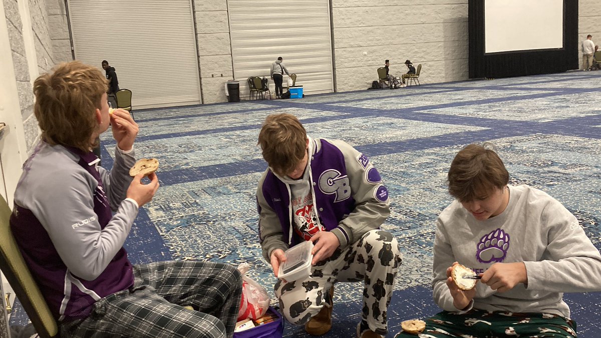 BluffWrestling's tweet photo. Boys are weighed in and getting some breakfast. State Championships on deck!#BuildtheBluff https://t.co/ID6xnxGq9x