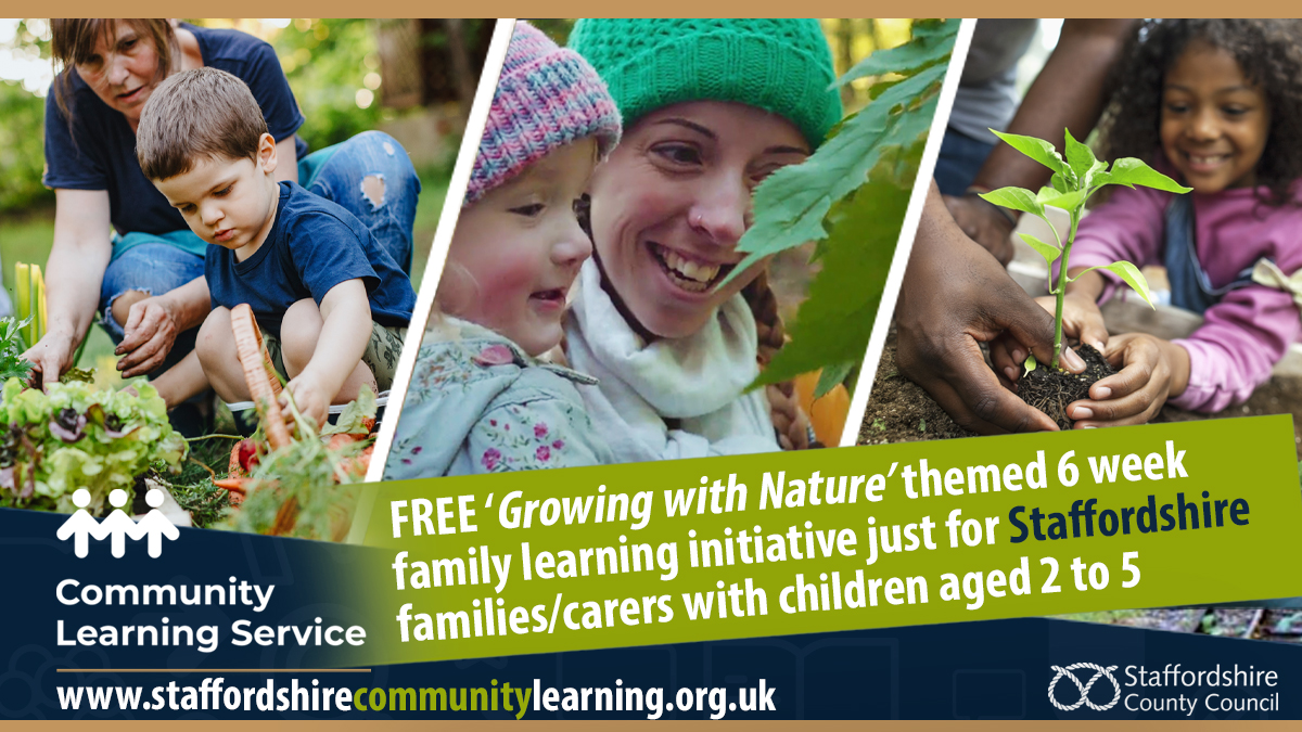 StaffordshireCC's tweet photo. #Free for you and your #toddler in #Staffordshire
Our super exciting 'Growing with Nature' sessions are packed full of ideas, activities, and inspiration for using nature to support the development of a growing toddler(2-5)
🌱RESERVE your free space NOW🌱
https://t.co/eGKQWEe3pr https://t.co/s6Ddj0sZzL