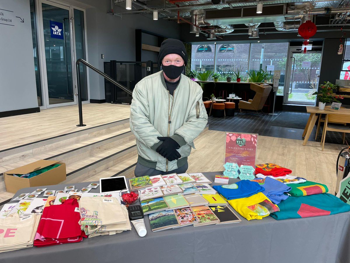 homelessmade's tweet photo. Come and say hi to us today at the Metro building! Dave, one of the artists, is at the stall.Β
#metrobuilding #hammersmith #homelessmade #homeless #mentalhealth #charity #cards #hammersmithandfulham https://t.co/avoLjRBQRP