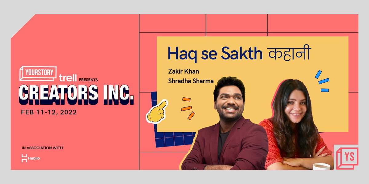 YourStoryCo's tweet photo. From stand-up comedy to Shayari…

Inki kahaani hai Sakht aur yeh hai Haq Se amazing! 

Watch Zakir Khan (@Zakirism) unplugged only at #CreatorsInc. Register now: https://t.co/Ko5ijxGf6F

@TrellApp @Hubiloconnect @SharmaShradha https://t.co/d66pn4ljWb
