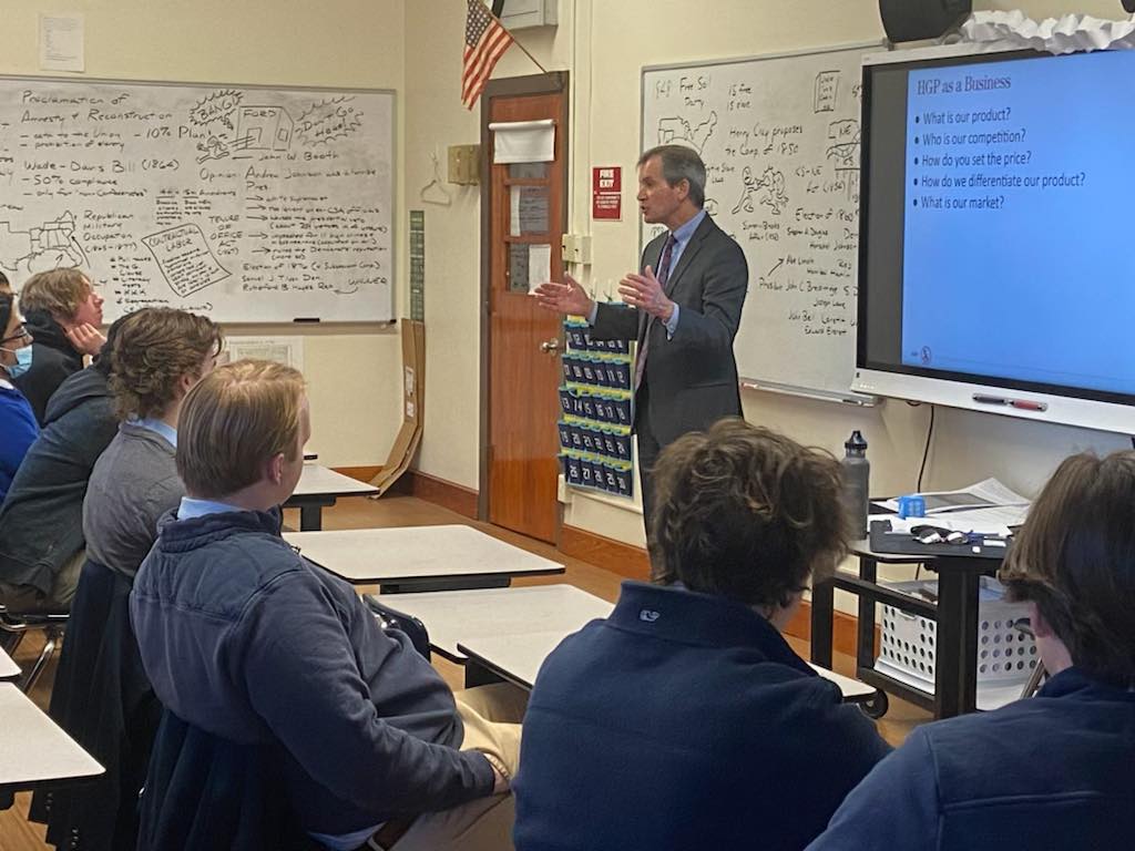 HolyGhostPrep's tweet photo. Our own @presgjg taught a lesson on "@HolyGhostPrep as a Business" in Mrs. Fina's AP Economics class yesterday. #ThinkHandsOnLearning #ThinkGhost https://t.co/VToKu0bXon