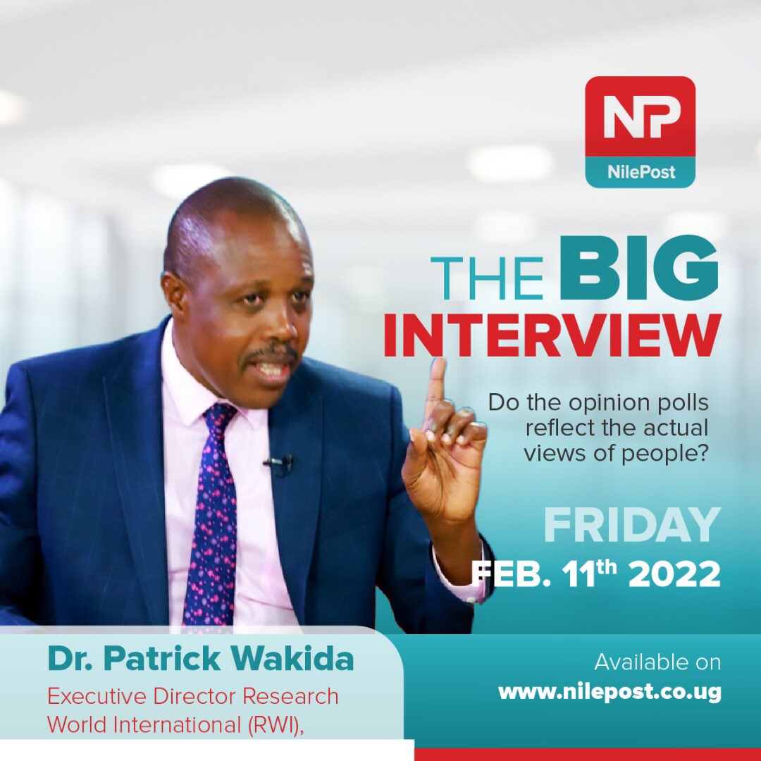 nilepostnews's tweet photo. Do opinion polls reflect the actual views of the people?

Look out for our interview on this with Dr. Patrick Wakida from Research World International running tomorrow on https://t.co/l9sT6bsOLD and @afromobileug. 

#NilePostNews #NBSUpdates https://t.co/8Pinf0SABq
