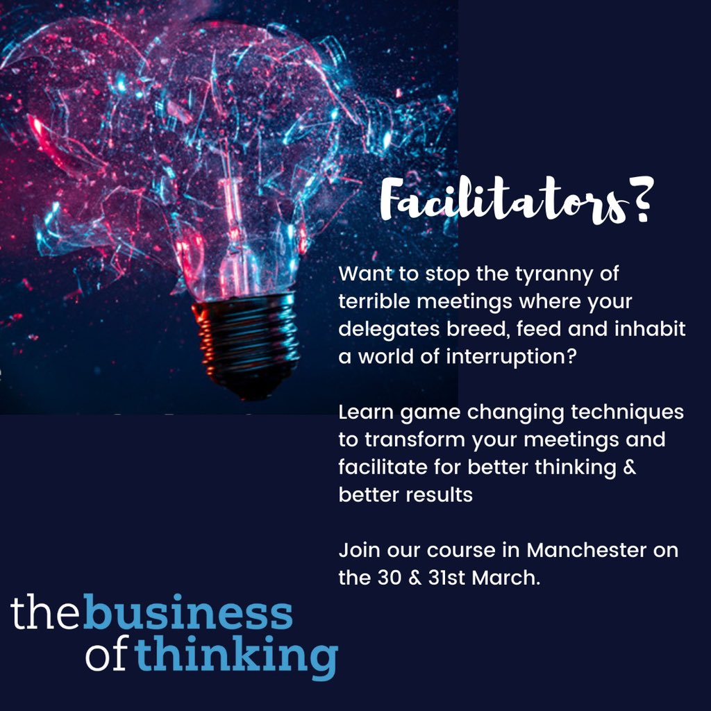 #Facilitators #TeamCoaches #Trainers Interested in game changing techniques to enhance your meeting facilitation? Check out bit.ly/3GEysss &amp; join us 30th &amp; 31st March in Manchester to facilitating in a Thinking Environment #nancykline #thinkingenvironment #timetothink