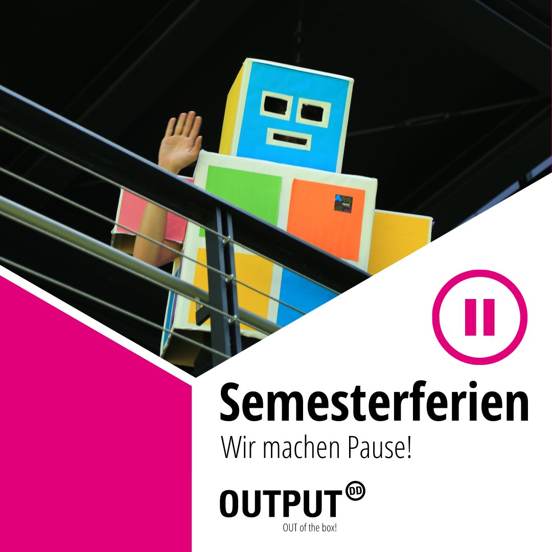 OUTPUTDD's tweet photo. Das Semester neigt sich dem Ende zu - Wir wünschen euch viel Erfolg bei den Prüfungen und schöne Semesterferien! 📚
Auch das OUTPUT-Team wird in den kommenden Wochen eine kleine Pause einlegen ☕
Bis zum Sommersemester!
#outputdd #TUDresden #Dresden https://t.co/4xjRHflylQ