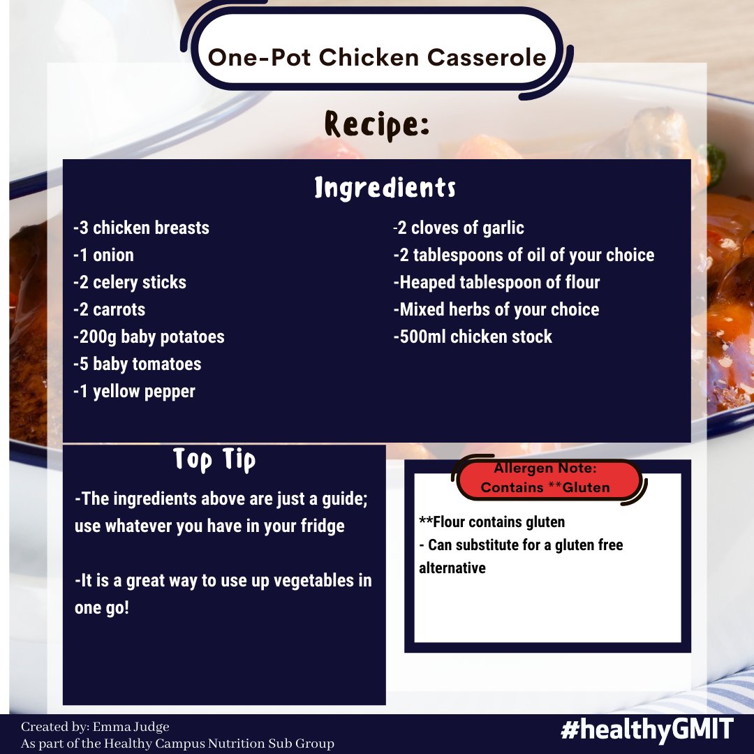 ATUHealthyGM's tweet photo. As part of our #NewYouIn22 campaign, todays theme is all about creating a favourite One Pot Dinner Recipe.
Don't 4get, if U try this recipe, share & tag us in ur posts, including #NewYouIn22 & u cud win 1 of our great prizes!
@GMITOfficial @GMITSU @GMITMayoCampus @GMITHotel https://t.co/S1vMYCd2FV