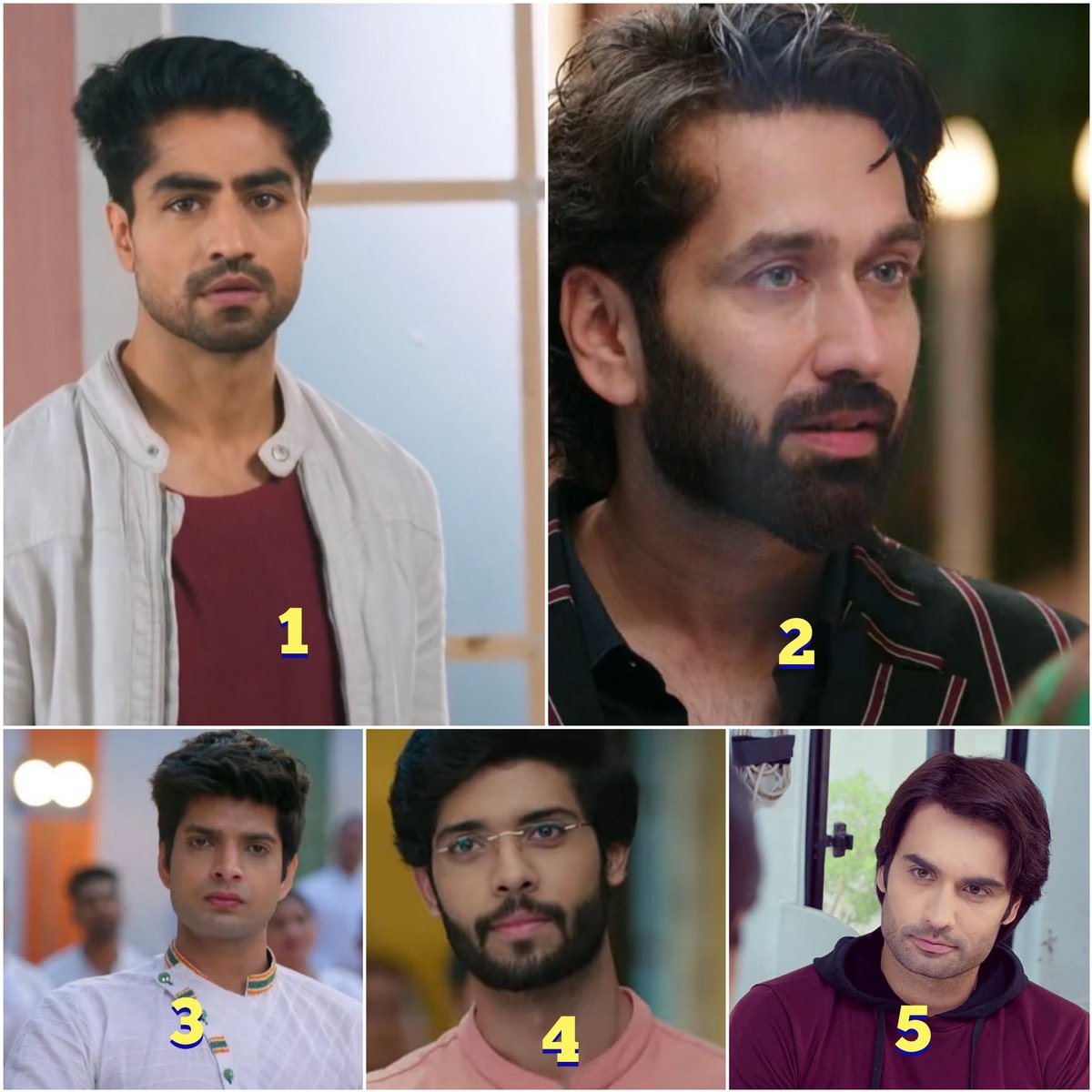 telly__world's tweet photo. Favourite Male Characters of the week. 
1. Abhimanyu #Yrkkh 
2. Ram #BadeAccheLagteHain2 
3.Sanjay #IssModSeJaateHain 
4. Anubhav #KabhiKabhieIttefaqSey 
5. Ranveer #SirfTum https://t.co/p8P8I2G9q9