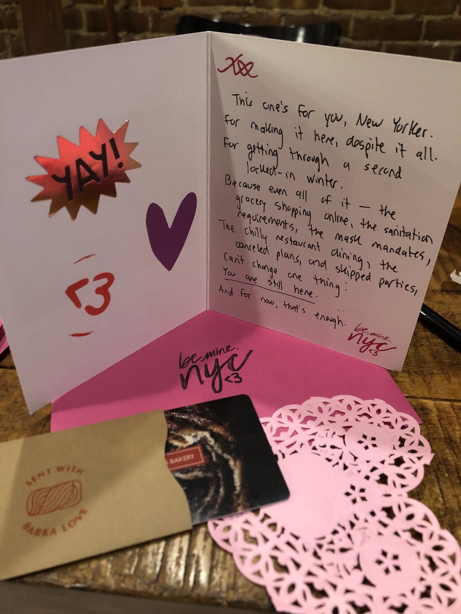 bemine_nyc's tweet photo. Special shout out to @BreadsBakery for donating 15 gift cards for us to stash in some of our secret NYC valentines! ❤️💌
Can’t wait for people to find these delightful surprises! 🥐🥖☕️
#nyc #beminenyc #breadsbakery #ValentinesDay https://t.co/oLFNdg1dmT