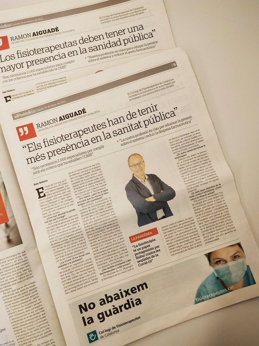 🔵Avui a <a href="/elperiodico_cat/">El Periódico</a> <a href="/elperiodico/">El Periódico</a> seguim reinvindicant més presència a la sanitat pública.

➡️La #fisioteràpia pot reduir molt la pressió sobre el sistema de salut. 

#cfc #fisioterapeutes #COVID19 #salutpublica