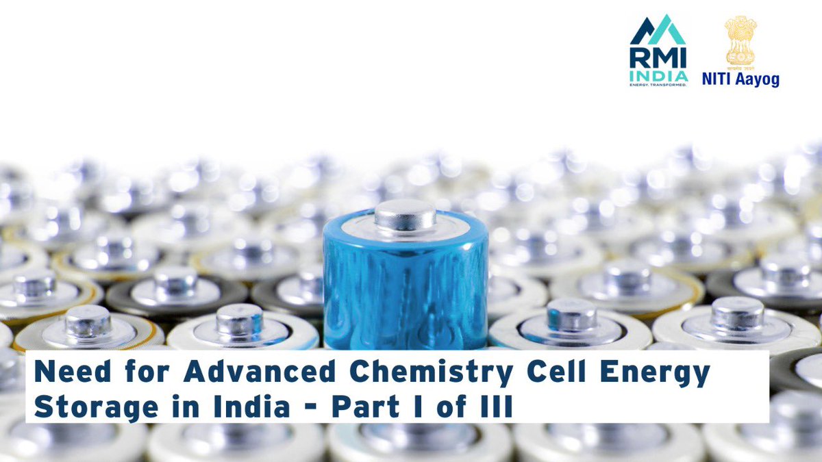 NITIAayog's tweet photo. #EnergyStorage will play a vital role in achieving India’s ambitious power &amp; transport sector decarbonisation targets.

To know more, read Part 1⃣ of the 'Need for Advanced Chemistry Cell Energy Storage in India' report, launched today.

Visit: https://t.co/fCtroNH5WL https://t.co/FyVRAPDUT3