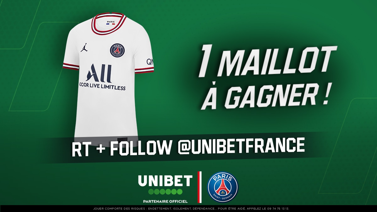 UnibetFrance's tweet photo. 🤩 A peine sorti, Unibet te fait gagner le 𝙣𝙤𝙪𝙫𝙚𝙖𝙪 𝙢𝙖𝙞𝙡𝙡𝙤𝙩 𝙛𝙤𝙪𝙧𝙩𝙝 saison 2021/2022 du @PSG_inside !

👉 RT + Follow @UnibetFrance pour participer.
🍀 TAS lundi. https://t.co/eeEyT5qQ3B