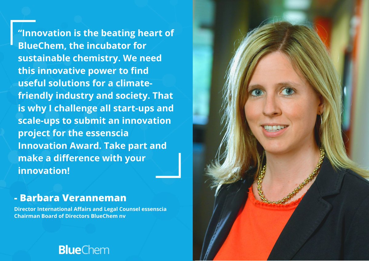 BlueChem_'s tweet photo. This year, @essenscia_NL organises the fifth edition of the #InnovationAward 🏆 An excellent opportunity for innovative #startups and #scaleups to make a difference in the transition towards a sustainable future. Apply now for the Innovation Award: https://t.co/grvFTCFMtK https://t.co/cNx7W7LO05