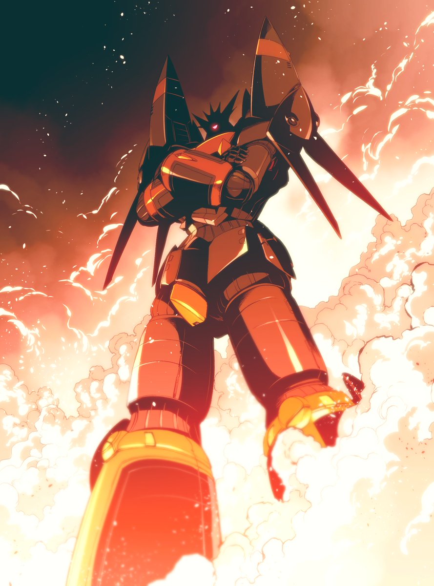 crossed arms robot mecha no humans solo super robot glowing  illustration images