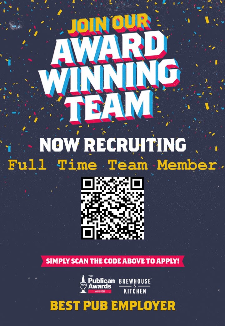 Want to join an AWARD WINNING Team? Do you like a fun, fast paced work environment with benefits, staff discounts and career progression? Then start the process today by scanning the QR Code &amp; start your journey in the wonderful world of BEER! #hospitality #beerlover #craftbeer