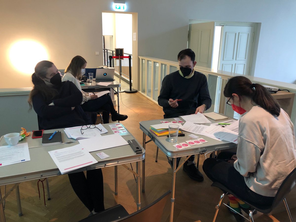 NEMOoffice's tweet photo. Berlin museums Georg Kolbe & Kunsthaus Dahlem are testing the MOI #MuseumsofImpact self-evaluation tool in 2 pilot workshops. NEMO is present to guide the participants to evaluate their museum's social impact. The final #social impact tool will be available for free end of 2022. https://t.co/hVLQGyILyr