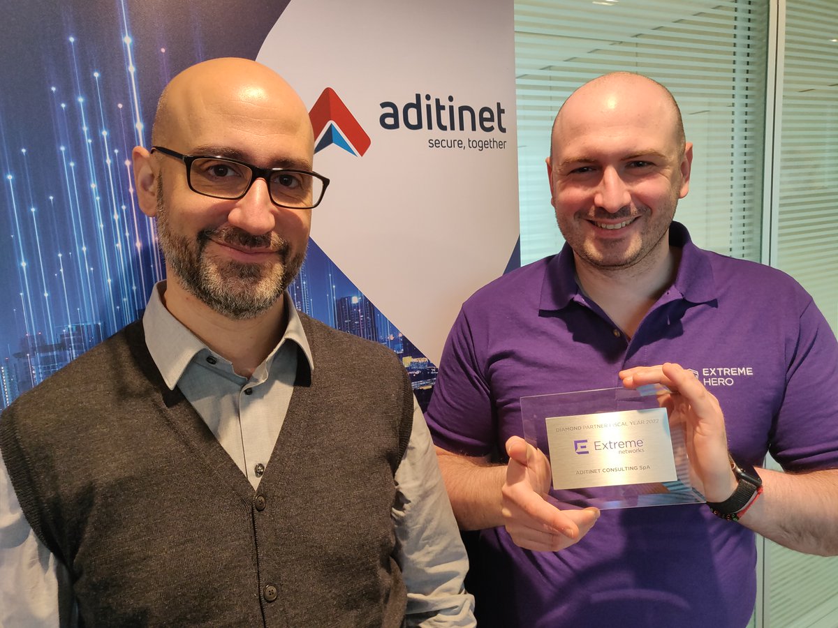 AditinetConsult's tweet photo. #Aditinet si riconferma Diamond Partner di #ExtremeNetworks anche quest'anno. Inoltre, grazie alle certificazioni tecniche e di vendita conseguite dal nostro Team, siamo anche Ultimate Master per tutte le soluzioni del vendor. #Networking https://t.co/NT1LON3y5i https://t.co/5oeXT8MsCr