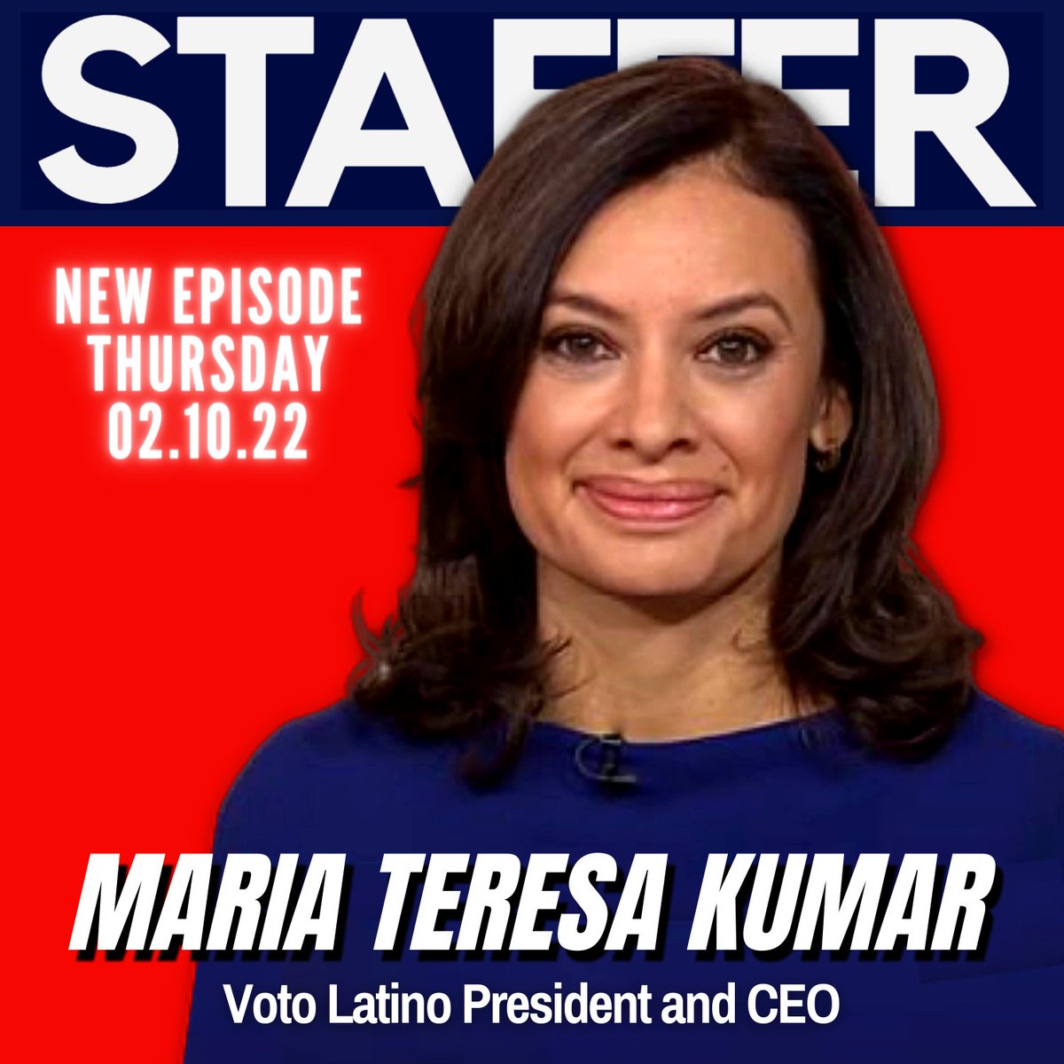 StafferShow's tweet photo. On our latest episode, @MariaTeresa talks about what continues to drive her after almost two decades as CEO and President of @VotoLatino.  

Listen to this episode, out now: https://t.co/kUYeolqKG8 https://t.co/zqx30lpooS