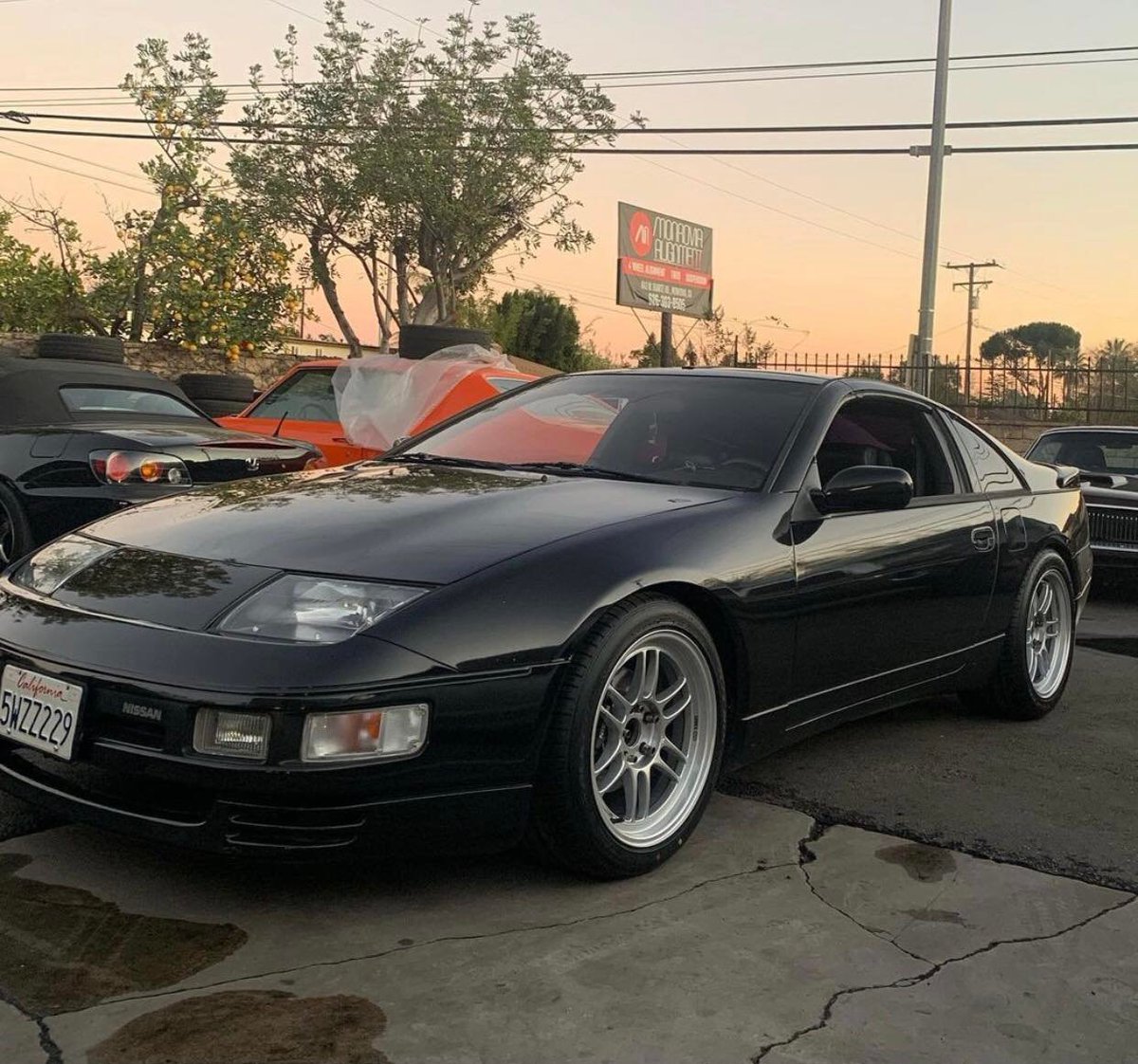 FireNissan 300ZX on a set of Enkie Wheels and Falken Tires, made
