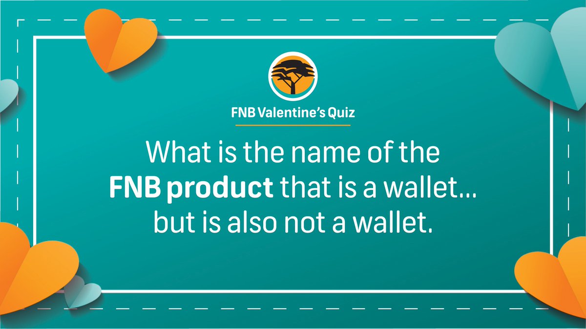 FNBNamibia's tweet photo. What is the name of the #FNB product that is a wallet… but is also not a wallet?
Tweet your answer below.🙃

2 down, 3 to go. Feeling confident so far?😃 Correctly answer all 5 questions to enter the draw &amp; stand a chance of winning 💵N$1,000! https://t.co/9ltLdTIvIS