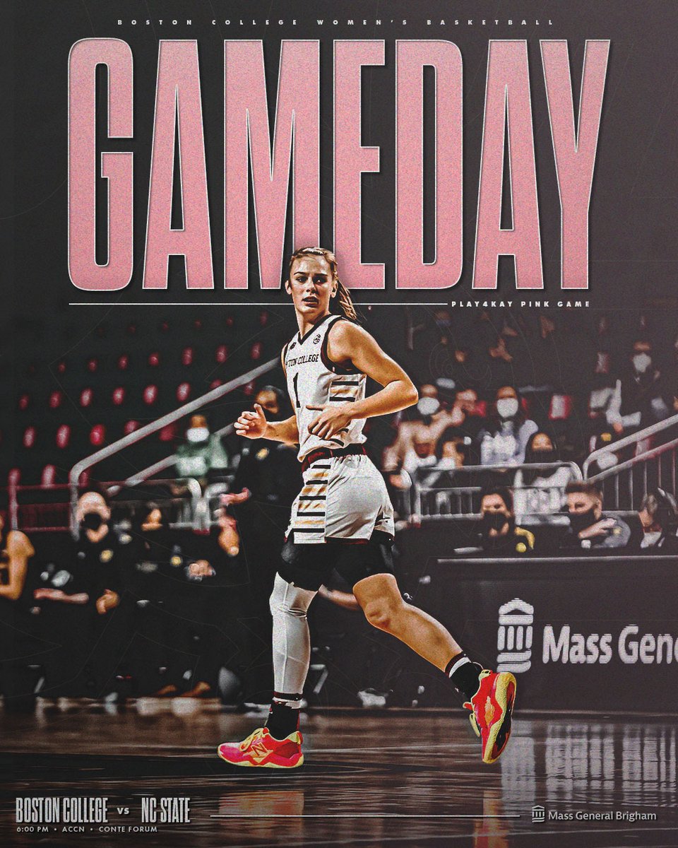 BC_WBB's tweet photo. ‼️ #Play4Kay Pink Game! ‼️ 
🏟 Conte Forum
🏀 No. 5 NC State | #ACCWBB
⌚️ 6 p.m.
📊 https://t.co/gXitNP3llT
💻 https://t.co/Idkrzmt7sO
📰 https://t.co/hAbtRH0SDu
⭐️Free admission ➡️ who wears pink
⭐️Pink "I Play For" posters
⭐️Pink pom-pom giveaway

#TogetherAsOne | #ForBoston🦅 https://t.co/llNCpiOSbk